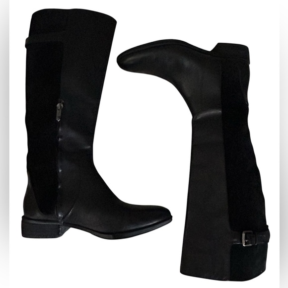 Sam Edelman Tall Black Leather and Suede Women's Patton Riding Boots Size 8.5 - Picture 6 of 16